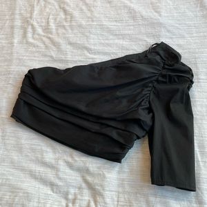 Cotton Candy LA One Shoulder Ruched Black Top S